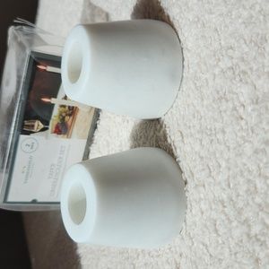 Threshold white marble 2 piece taper candleholder set